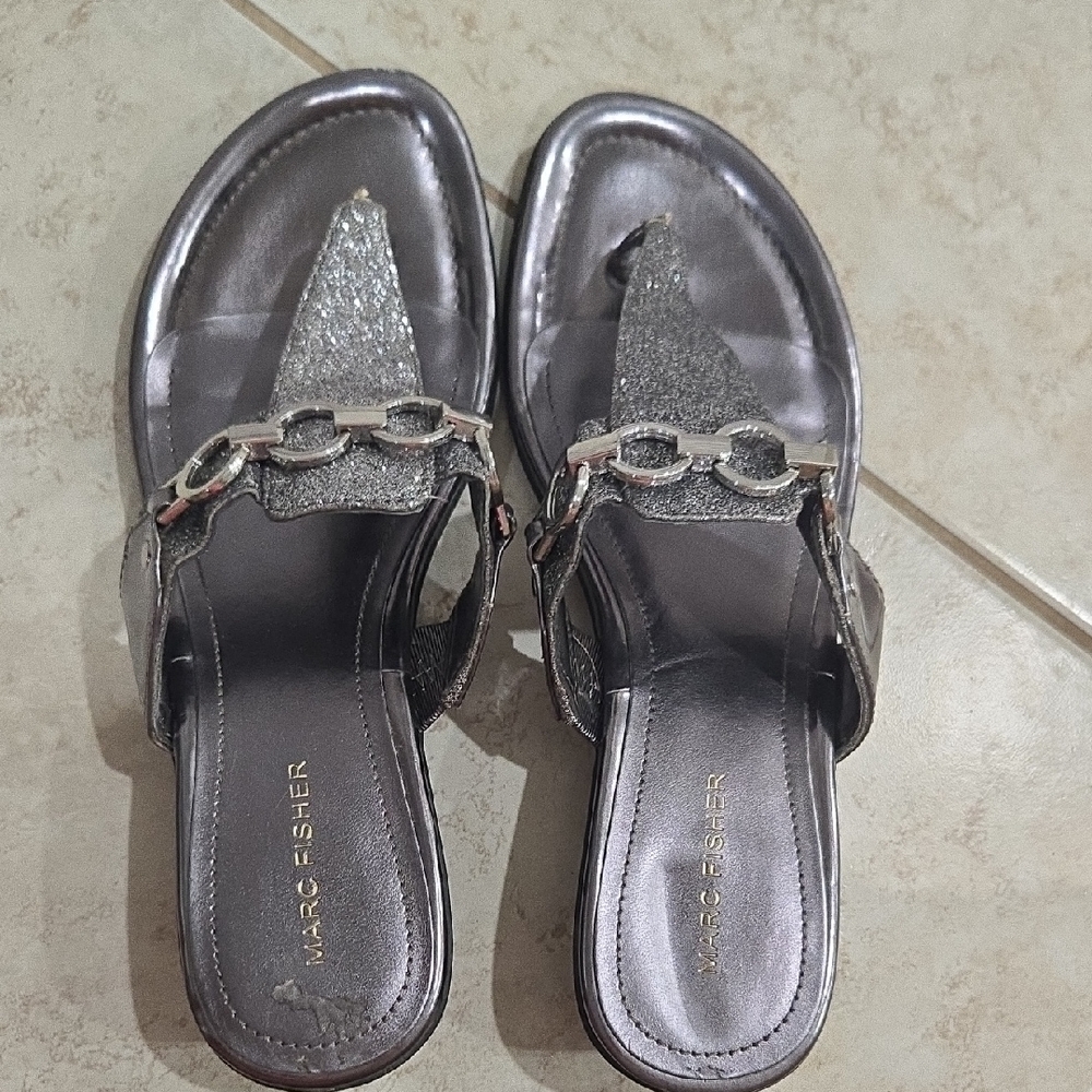 Marc Fisher Metallic Silver Sandals